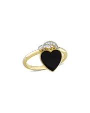 Rina Limor Gold Over Silver 0.06 ct. tw. Diamond Enamel Heart Ring