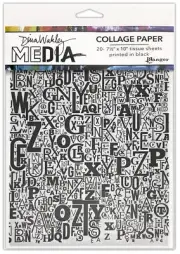 Dina Wakley Media Collage Tissue Paper 7.5"X10" 20/Pkg-Jumbled Letters,3 Pk