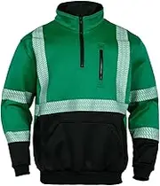High Visibility Safety Sweatshirt for Men Reflective 1/4 Zipper ANSI Class 3 hi vis workwear with Fleece Lightweight
