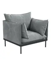 [Casa Decor] Camilla Luxury Upholstered 1 Seater Sofa Armchair in Light Grey
