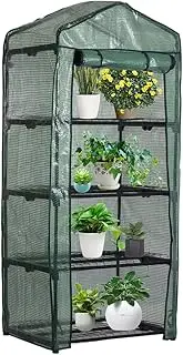 HSHGZSR 4 Tier Mini Garden Greenhouse Cover, Garden Replacement Cover with Roll-up Zipper Door, Waterproof Clear Greenhouse Cover, Plastic Mini Greenhouse for Flowers Plants and Vegetables