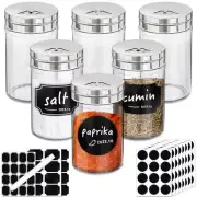 Glass Spice Jars with Labels Pack 3oz Glass Spice Bottles with 3oz / 80ml 6
