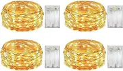 Yalin 4 Pack Battery Operated Dewdrop Led Lights,Indoor Mini Led Fairy Lights,6 Hours on/18 Hours Off,for Wedding Christmas Holiday Decoration,30 Count LEDs,10 Feet (Warm White)