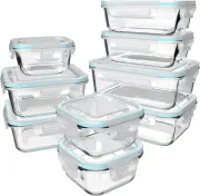 18 Piece Glass Food Storage Container Set Bpa Free Airtight Locking Lids
