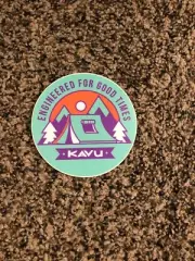 Kavu Engineered For Good Times Sticker Decal! Mountains Tent Approx 3 1/2”