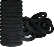 Hanyousheng Hair Bobbles - Black, Pack of 50 Thick Cotton Elastic Bands, Soft Seamless Stretchy Ponytail Holders for Girls, Men, Women
