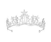 Star Headband Crown,Headband Crystal Rhinestone Hair Jewelry Bride Princess Birthday Wedding -shape3