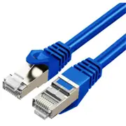 Cruxtec Cat7 Ethernet Cable - 0.3m - Blue -- 10Gb / SFTP Triple Shielding / Oxygen Free Copper Conductor / Gold-Plated Connectors with Nickel-Plated Copper Shell / Fluke Test Passed [RS7-003-BL]