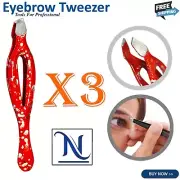 3x Professional Eyebrow Tweezers Precision Hair Tweezer for Men & Women