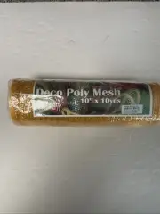 Deco Poly Mesh Ribbon Metallic Yellow Gold 10” X 10 Yards