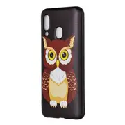 2 Pcs Embossed Painted Owl Pattern TPU Case for Galaxy A40