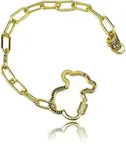 [EBCJIAMS] Pearl Hand Chain Accessories Fashion Bear Bracelet Inlay Pearl and Zircon Gold Chain Bracelets and Bangles