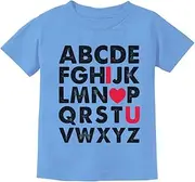 [Tstars] Valentine's Day Gift Alphabet ABC I Love You Toddler Kids T-Shirt 2T California Blue