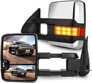 SCITOO Towing Mirrors Compatible With 2003-2006 For Chevy Silverado Pickup All Models For GMC Yukon Yukon Xl Yukon Denali A Pair With Power Adjusted Heated Turn Signal Clearance Light Chrome Housing