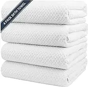 HOMEXCEL Bath Towel Set Pack of 4, Microfiber Ultra Soft Highly Absorbent Bath Towel, Lightweight and Quick Drying Towels for Body, Sport, Yoga, SPA, Fitness, White