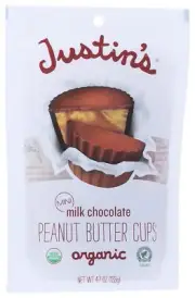 Justins Peanut Butter Cups Organic Milk Chocolate Mini 4.7 oz Pack Of 1