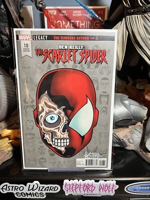 Original Art Remarked Scarlet Spider Comic Cover Hand Painted Skull 1/1