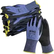 NITREX 241PC18 Work and Protective Gloves, Cut Protection Class C Gloves with PU Palm Coating, 10 Pairs Per Bag, Size 7