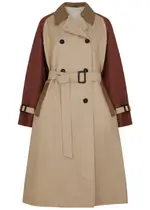 Max Mara Weekend Canasta Colour-blocked Cotton-blend Trench Coat - Beige - 12 (UK12 / M) 12 (UK12 / M)