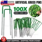 Fixed Pegs 100 Lawn Turf Pad U Peg Pins Artificial Synthetic Fake Weed Grass Mat