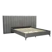 Bed Frame Queen Size Velvet Grey LOTT