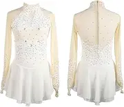 [Zagitova] Ice Figure Skating Dress for Girls Printing Women Patchwork Competition Dance Outfits with Shiny Rhinestone