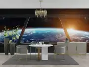 3D Cartoon Space Spaceship Planet Wallpaper Wall Murals Removable Wallpaper 906