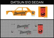 HotWheels(1/64),Datsun Sedan"Stancenation" Waterslide,Printed White First,Decals