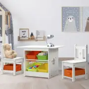 Kids Table and Chairs Set 3PCS Children Furniture Play Toys Storage Box C-CFL