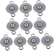 BIUDECO 10pcs Devil's Eye Accessories Evil Eye Hanging Charm Evil Eye Connectors Bracelet Clasps Evil Eye Charm Bracelet Jewelry Clasp Evil Eye Bead Charm Evil Eye Jewelry Alloy Silver