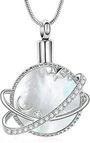 DOTUIARG Cremation Jewelry for Ashes Star Moon Necklace Shell Keepsake Stainless Steel Memorial Urn Pendant