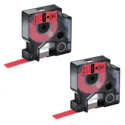 2PK Compatible Black on Red DYMO D1 45017 LabelManager 100 Label Tape 0.47"