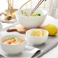 在飛比找Yahoo!奇摩拍賣優惠-雅雅姑姑無鉛鎘高骨瓷檔純白陶瓷碗家用吃飯碗大小米飯碗湯碗面碗