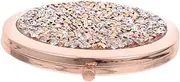 Ciieeo Cute Rose Gold Rhinestone Makeup Mirror Small Bling Round Compact for Travel Everyday Beauty Needs
