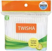 Twisha Organic cotton Swabs 400 Pcs, 100% Cotton Double-Tipped, White Paper Sticks(compostable), Travel Pack(4 Pack of 100 Swabs Total)