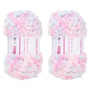 2pcs Fur Yarn Polyester Yarn Fluffy Chunky Yarn Colorful for Crocheting,50m