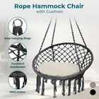 Macrame Hammock Chair with Cushion Boho Swing Indoor Outdoor