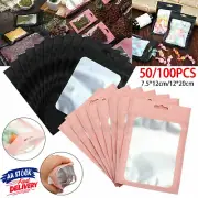 100X Matte Shiny Zip Lock Seal Bags Aluminum Foil Resealable Packing Bag Pouch