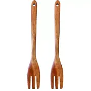 2Pcs Wood Mixing Fork Wooden Salad Fork Blending Fork Large Cooking Fork