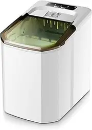 Portable Ice Maker, Ice Machine, Household Fully Automatic Ice Maker Countertop, 8-10kg/24h Bullet Ice Cubes Maker, Automatic Standby When Water is Short or Ice is Full,White-110V