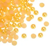 300pcs Flatback Pearls 12mm ABS Plastic Half Round Dome Pearls, Gold Yellow