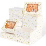 24Pcs Christmas Cookie Boxes with Window - Gold Foil Star Pastry Boxes for Gi...