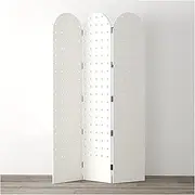 Wood Pegboard Room Divider Panel,Room Divider Wall with Support Feet,2/3/4 Panels Pegboard Partition Screen,for Bedroom Bazaar Jewelry Store(White,180x40cm-3 Panel)