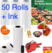 50 ROLLS + INK PLAIN WHITE PRICE PRICING GUN TAGS LABELS FOR MX 5500 MX-5500