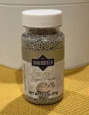 Bakersfield Edible Sugar Pearls Silver Sprinkles Cupcake Cake Cookies 3.2oz