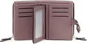 [Generic] Women's Wallets Leather Wallets for Women Small Ladies Wallet Billfolds for Women,Trifold Mini Wallets for Women with Double Zipper Coin Pocket (Purple, One Size)