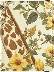 [Amooorous] Giraff Birds Flowers Retro Style Leather decorative Passport and Vaccine Card Holder Combo Travel Documents Organizer Protector Passport Cover Waterproof, Giraff birds flowers retro style, 1 size
