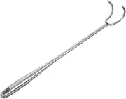 Kisangel Heavy Duty Cooking Turner Hook Durable Stainless Steel Meat Flipper for BBQ Grilling Long Handle for Home and Restaurant Use