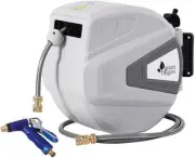 Green Fingers 30M Water Hose Reel Retractable Auto Rewind Wall-Mounted Spray Gun