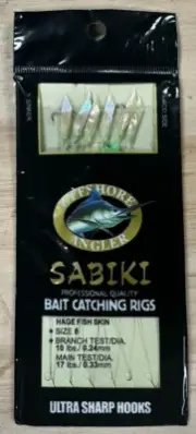 Offshore Angler Sabiki Bait Catching Rig Size 8 Ultra Sharp Hooks 6 Piece Mylar